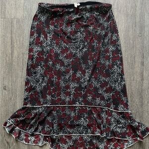 Susan Lawrence Black and Red Patterned Pencil Skirt